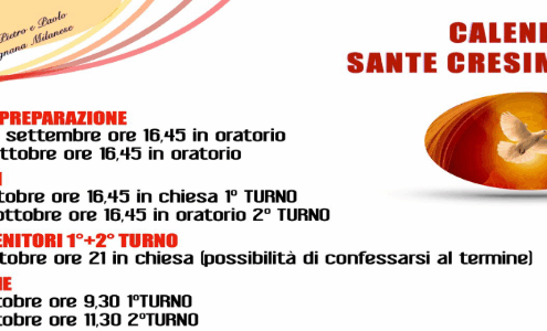 Calendario Sante Cresime 2025